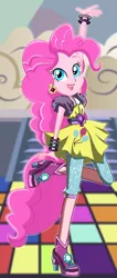 Size: 244x578 | Tagged: safe, artist:unicornsmile, derpibooru import, pinkie pie, dance magic, equestria girls, spoiler:eqg specials, clothes, female, open mouth, raised leg, solo, starsue