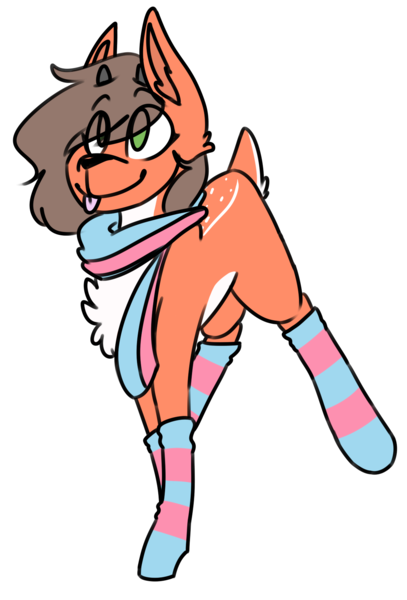 Size: 1206x1780 | Tagged: safe, artist:speaks-in-sketches, derpibooru import, oc, oc:winter fawn, unofficial characters only, deer, pony, clothes, scarf, simple background, socks, solo, striped socks, transparent background