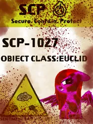 Size: 768x1024 | Tagged: grimdark, artist:mlplover1987, derpibooru import, edit, oc, oc:kasuna insanity, unofficial characters only, pegasus, pony, blood stains, burn, digital art, scp, scp containment breach, scp foundation, sign, solo, warning sign