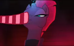 Size: 540x336 | Tagged: safe, derpibooru import, edit, edited screencap, screencap, tempest shadow, pony, unicorn, my little pony: the movie, boop, broken horn, clothes, disembodied hoof, eye scar, female, horn, mare, scar, socks, sparking horn, striped socks, this will end in death, this will end in tears, this will end in tears and/or death, unamused, xk-class end-of-the-world scenario