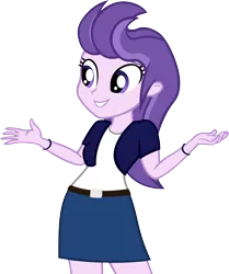Size: 5051x6037 | Tagged: safe, artist:ironm17, derpibooru import, clear skies, equestria girls, absurd resolution, belt, clothes, cute, equestria girls-ified, grin, short-sleeved jacket, shrug, simple background, skirt, smiling, solo, tanktop, transparent background, vector