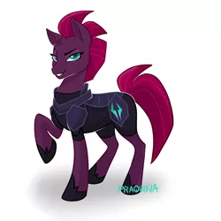 Size: 2844x2844 | Tagged: safe, artist:praqunia, derpibooru import, tempest shadow, pony, unicorn, my little pony: the movie, armor, broken horn, eye scar, female, grin, mare, scar, simple background, smiling, solo, white background