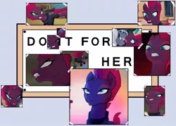 Size: 1280x914 | Tagged: safe, artist:broohan-universe, derpibooru import, storm king, tempest shadow, pony, unicorn, my little pony: the movie, angry, broken horn, do it for her, exploitable meme, eye scar, female, lisa's first word, male, mare, meme, scar, the simpsons, unamused