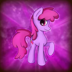 Size: 2550x2550 | Tagged: safe, artist:conniethecasanova, artist:flamevulture17, derpibooru import, edit, berry punch, berryshine, earth pony, pony, female, mare, raised hoof, smiling, solo