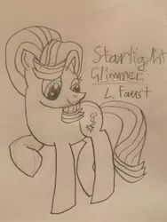 Size: 3024x4032 | Tagged: artist needed, source needed, safe, derpibooru import, starlight glimmer, pony, unicorn, absurd resolution, female, mare, photo, raised hoof, sketch, solo, traditional art