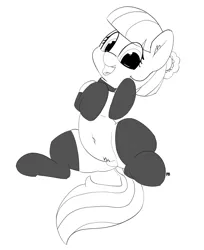 Size: 7982x9783 | Tagged: suggestive, artist:pabbley, derpibooru import, coco pommel, pony, absurd resolution, clothes, collar, cute, female, grayscale, mare, monochrome, open mouth, pabbley is trying to murder us, pubic fluff, simple background, smiling, socks, solo, solo female, white background