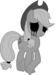 Size: 764x1046 | Tagged: semi-grimdark, artist:angelacute234, derpibooru import, pony, creepypasta, horror, monochrome, possessed, simple background, solo, transparent background, zalgo, zalgo jack