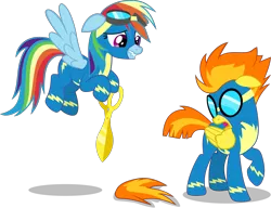 Size: 3303x2539 | Tagged: safe, artist:frownfactory, derpibooru import, rainbow dash, spitfire, pegasus, pony, parental glideance, .svg available, clothes, female, goggles, simple background, svg, transparent background, uniform, vector, wonderbolts, wonderbolts uniform