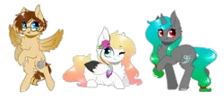 Size: 2096x935 | Tagged: safe, artist:cloud-drawings, derpibooru import, oc, oc:ember, unofficial characters only, pegasus, pony, unicorn, chest fluff, female, flower, flower in hair, glasses, mare, one eye closed, prone, simple background, transparent background, wink