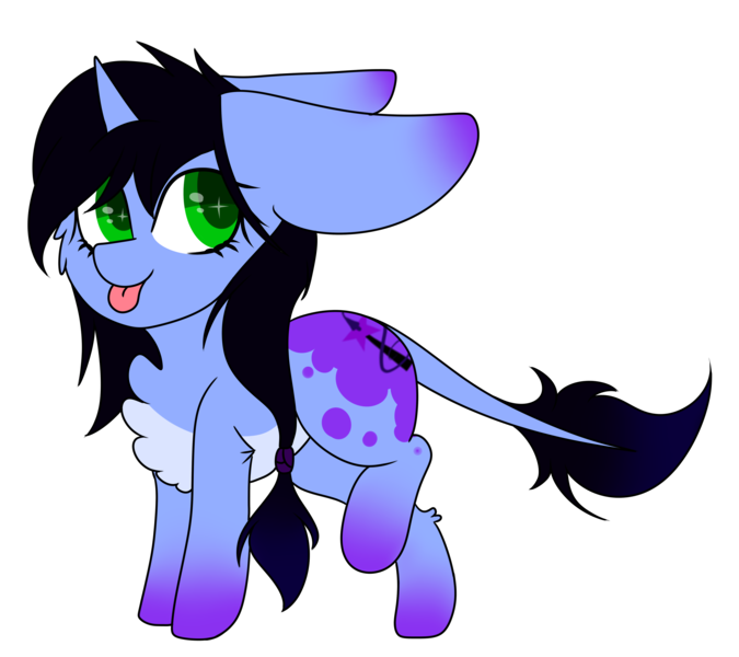 Size: 4500x4000 | Tagged: safe, artist:crazllana, derpibooru import, oc, oc:nightfall, unofficial characters only, pony, unicorn, absurd resolution, chibi, female, floppy ears, mare, raised leg, simple background, solo, tongue out, transparent background