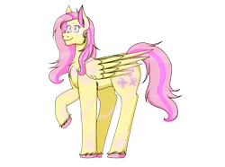 Size: 6528x4869 | Tagged: safe, artist:cornerverse, derpibooru import, fluttershy, pegasus, pony, absurd resolution, element of kindness, female, glow, glowing eyes, glowing lines, glowing mane, mare, rainbow power, rainbow power redesign, simple background, solo, stare, transparent background