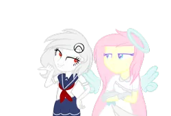 Size: 1024x697 | Tagged: safe, artist:glitterskies2808, derpibooru import, oc, oc:mitada, oc:squishy, unofficial characters only, equestria girls, base used, clothes, halo, simple background, solo, transparent background