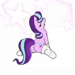 Size: 500x500 | Tagged: suggestive, artist:kushina13, derpibooru import, starlight glimmer, pony, unicorn, bedroom eyes, butt, clothes, image, jpeg, looking back, plot, socks, solo, the ass was fat, tongue out