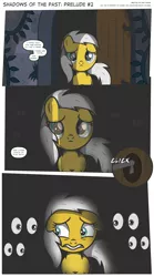 Size: 3000x5400 | Tagged: safe, artist:perfectblue97, derpibooru import, sunny daze, pony, comic:shadows of the past, absurd resolution, comic, eyes in the dark, foal, prologue, vine