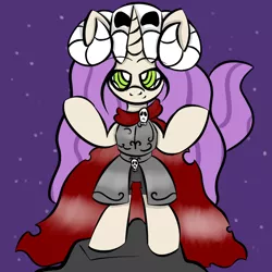 Size: 1000x1000 | Tagged: safe, artist:souldew, derpibooru import, oc, oc:ebony bloodrose, unofficial characters only, pony, buck legacy, armor, bipedal, cape, clothes, explicit source, skull