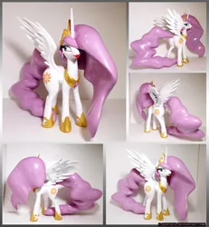 Size: 2441x2641 | Tagged: safe, artist:laservega, derpibooru import, princess celestia, pony, princess molestia, craft, crown, irl, jewelry, peytral, photo, plot, praise the sun, regalia, sculpture, solo, spread wings, sunbutt, tongue out, traditional art, wings