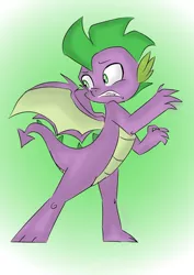 Size: 900x1273 | Tagged: safe, artist:emositecc, derpibooru import, spike, dragon, gradient background, hilarious in hindsight, looking back, male, older, solo, winged spike, wings