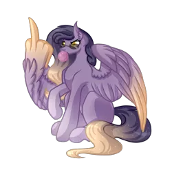 Size: 5000x5000 | Tagged: safe, artist:amazing-artsong, derpibooru import, oc, unofficial characters only, pegasus, pony, absurd resolution, bubblegum, female, food, gum, mare, middle feather, middle finger, simple background, solo, sunglasses, transparent background, vulgar, wing hands