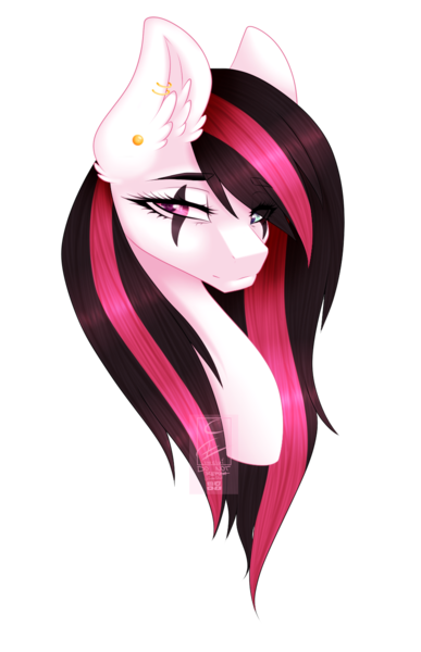 Size: 869x1347 | Tagged: safe, artist:minelvi, derpibooru import, oc, oc:emala jiss, unofficial characters only, pegasus, pony, bust, female, mare, portrait, simple background, solo, transparent background