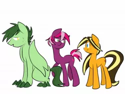 Size: 2048x1536 | Tagged: safe, artist:periwinkietwinkie, derpibooru import, oc, oc:honeycrisp, oc:jonagold, oc:melrose, unofficial characters only, dracony, earth pony, hybrid, pony, female, interspecies offspring, mare, offspring, parent:apple bloom, parent:applejack, parent:big macintosh, parent:caramel, parent:cheerilee, parent:spike, parents:carajack, parents:cheerimac, parents:spikebloom, simple background, white background