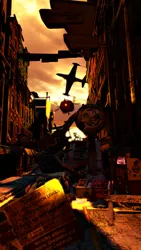 Size: 2160x3840 | Tagged: safe, artist:dj-chopin, derpibooru import, oc, oc:littlepip, unofficial characters only, parasprite, pony, fallout equestria, 3d, city, fallout, ruins, solo, source filmmaker, sparkle cola, spritebot, wasteland