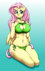 Size: 500x780 | Tagged: :3, adorasexy, anthro, artist:pia-sama, bell, bell collar, belly button, big breasts, boob window, bra, breasts, busty fluttershy, cat bell, cat keyhole bra set, cat lingerie, cat tail, cleavage, clothes, collar, crop top bra, cute, derpibooru import, female, fluttershy, frilly underwear, green underwear, kneeling, lingerie, looking at you, mare, panties, pegasus, plantigrade anthro, sexy, shyabetes, side knot underwear, solo, solo female, suggestive, underwear