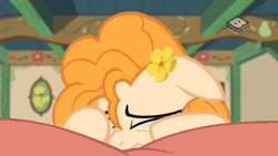 Size: 600x338 | Tagged: safe, derpibooru import, screencap, pear butter, pony, the perfect pear, animated, crying, cute, eye shimmer, feels, floppy ears, flower, flower in hair, gif, pearabetes, sad, sadorable