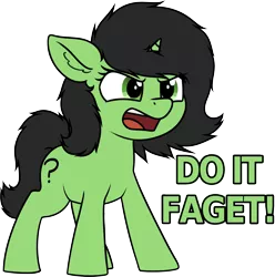 Size: 1943x1959 | Tagged: safe, artist:smoldix, derpibooru import, oc, oc:anonfilly, unofficial characters only, pony, unicorn, cute, do it, do it faggot, faget, female, filly, simple background, solo, vulgar, white background