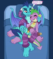 Size: 719x800 | Tagged: suggestive, artist:caroo, derpibooru import, princess ember, spike, anthro, dragon, aftercare, blushing, bondage, collar, cuddling, cuffs, cute, emberspike, female, femdom, image, male, malesub, pet tag, png, shipping, sleeping, snuggling, spikesub, straight, submissive, toe ring, zzz