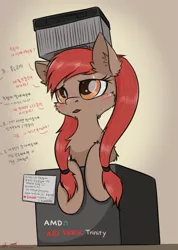 Size: 1057x1486 | Tagged: safe, artist:orang111, derpibooru import, oc, oc:a-10, oc:trinity, ponified, unofficial characters only, object pony, original species, pony, amd, bitcoin, blushing, box, chest fluff, computer, cooler, cooling fan, cpu, cpu pony, cryptocurrency, dcinside, dialogue, ear fluff, freckles, image, korean, png, price tag