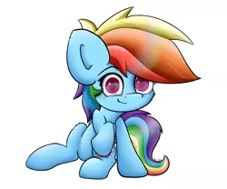 Size: 3601x3000 | Tagged: safe, artist:machstyle, derpibooru import, rainbow dash, pegasus, pony, colored pupils, female, looking at you, mare, simple background, sitting, smiling, solo, white background