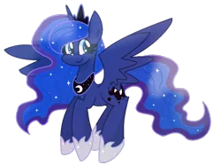 Size: 1024x763 | Tagged: safe, artist:rainbowkittyy, derpibooru import, princess luna, alicorn, pony, female, jewelry, mare, regalia, simple background, smiling, solo, spread wings, transparent background, wings