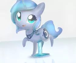 Size: 819x670 | Tagged: safe, artist:mirroredsea, derpibooru import, princess luna, alicorn, pony, chibi, cute, female, figurine, filly, folded wings, looking at you, lunabetes, raised hoof, smiling, solo, woona, younger