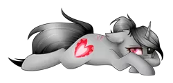 Size: 2468x1197 | Tagged: safe, artist:despotshy, derpibooru import, oc, oc:say, unofficial characters only, pony, unicorn, black sclera, female, heterochromia, mare, prone, simple background, solo, transparent background