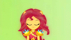 Size: 1920x1080 | Tagged: safe, derpibooru import, screencap, sunset shimmer, equestria girls, legend of everfree, animated, crystal guardian, lidded eyes, looking at you, no sound, ponied up, solo, transformation, webm