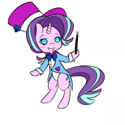 Size: 512x512 | Tagged: safe, artist:grim ponka, derpibooru import, starlight glimmer, pony, /mlp/, hat, simple background, solo, wand, white background