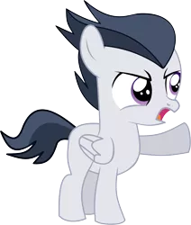 Size: 6815x8030 | Tagged: safe, artist:cyanlightning, derpibooru import, rumble, pegasus, pony, .svg available, absurd resolution, angry, colt, male, open mouth, pointing, simple background, solo, transparent background, vector