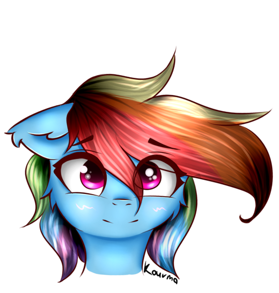Size: 854x899 | Tagged: safe, artist:kourma, derpibooru import, rainbow dash, pony, bust, female, looking at you, mare, simple background, smiling, solo, transparent background