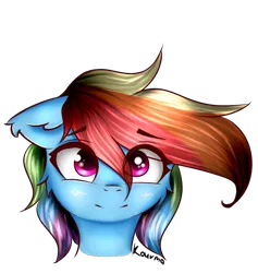 Size: 854x899 | Tagged: safe, artist:kourma, derpibooru import, rainbow dash, pony, bust, female, looking at you, mare, simple background, smiling, solo, transparent background