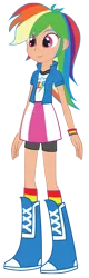 Size: 968x3029 | Tagged: safe, artist:redtriangle, derpibooru import, rainbow dash, equestria girls, boots, clothes, female, human coloration, shoes, simple background, skirt, socks, solo, striped socks, transparent background