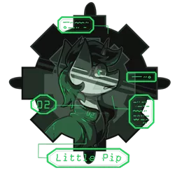 Size: 1024x1024 | Tagged: safe, artist:crownedspade, derpibooru import, oc, oc:littlepip, unofficial characters only, pony, unicorn, fallout equestria, fanfic, bust, clothes, design, fanfic art, female, horn, mare, portrait, shirt, shirt design, solo, text, traditional art, vault suit, watermark