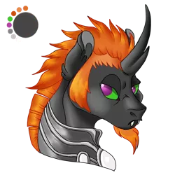 Size: 800x800 | Tagged: artist:bijutsuyoukai, bust, changepony, curved horn, derpibooru import, hybrid, interspecies offspring, magical gay spawn, oc, oc:nightshade, offspring, parent:king sombra, parents:sombrax, parent:thorax, portrait, safe, simple background, solo, transparent background, unofficial characters only