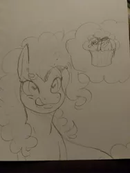 Size: 3120x4160 | Tagged: suggestive, artist:holographicmouseart, derpibooru import, pinkie pie, rainbow dash, pony, absurd resolution, cupcake, fetish, food, heart eyes, implied vore, licking, licking lips, pencil drawing, thought bubble, tongue out, traditional art, vore, wingding eyes