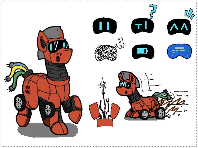 Size: 639x479 | Tagged: safe, artist:daisuler1994, derpibooru import, oc, oc:trackhead, unofficial characters only, pony, robot, robot pony, blue screen of death, facial expressions, genderless, reference sheet, static