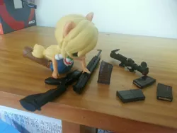 Size: 3264x2448 | Tagged: safe, derpibooru import, applejack, equestria girls, designated marksman rifle, doll, equestria girls minis, eqventures of the minis, figure, gun, heckler and koch, hk417, irl, photo, ponied up, rifle, solo, toy, weapon