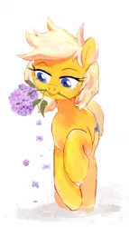 Size: 731x1280 | Tagged: safe, artist:ketticat55, derpibooru import, oc, oc:lightning star, unofficial characters only, pony, lilac (flower), simple background, solo