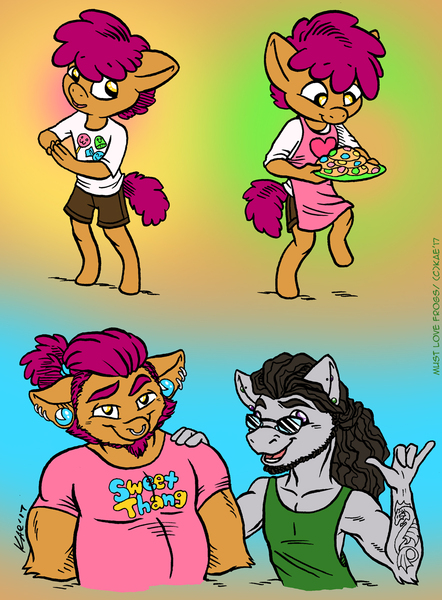 Size: 883x1200 | Tagged: safe, artist:kaemantis, deleted from derpibooru, derpibooru import, oc, oc:ludicrous speed, oc:sugar skull, unofficial characters only, pony, brothers, male, next generation, parent:scootaloo, parent:truffle shuffle