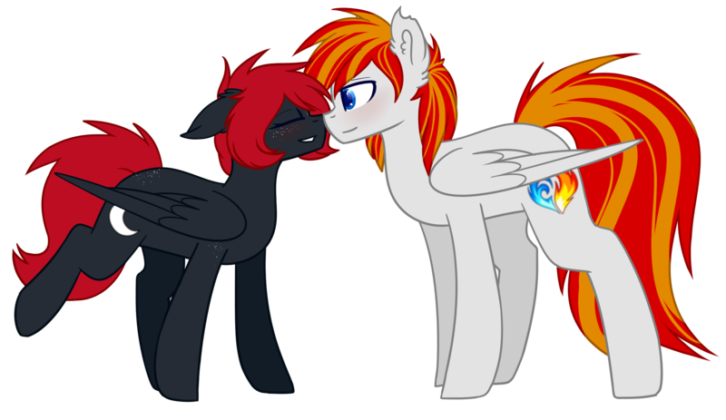 Size: 2800x1619 | Tagged: safe, artist:despotshy, derpibooru import, oc, oc:heartfire, oc:sky dive, unofficial characters only, pegasus, pony, boop, female, male, mare, noseboop, oc x oc, shipping, simple background, stallion, straight, transparent background