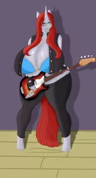 Size: 1859x3421 | Tagged: anthro, anthro oc, artist:09hankris, artist:marauder6272, bass guitar, bbw, big breasts, breasts, derpibooru import, fat, female, huge breasts, huge butt, impossibly large breasts, large butt, musical instrument, oc, oc:lynette, solo, solo female, suggestive, thunder thighs, unguligrade anthro, unofficial characters only, wide hips