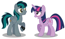 Size: 4000x2404 | Tagged: safe, artist:aleximusprime, derpibooru import, twilight sparkle, twilight sparkle (alicorn), oc, oc:blackgryph0n, alicorn, pony, blackgryph0n, canon x oc, cute, gryph, shipping, show accurate, shy, simple background, transparent background, vector